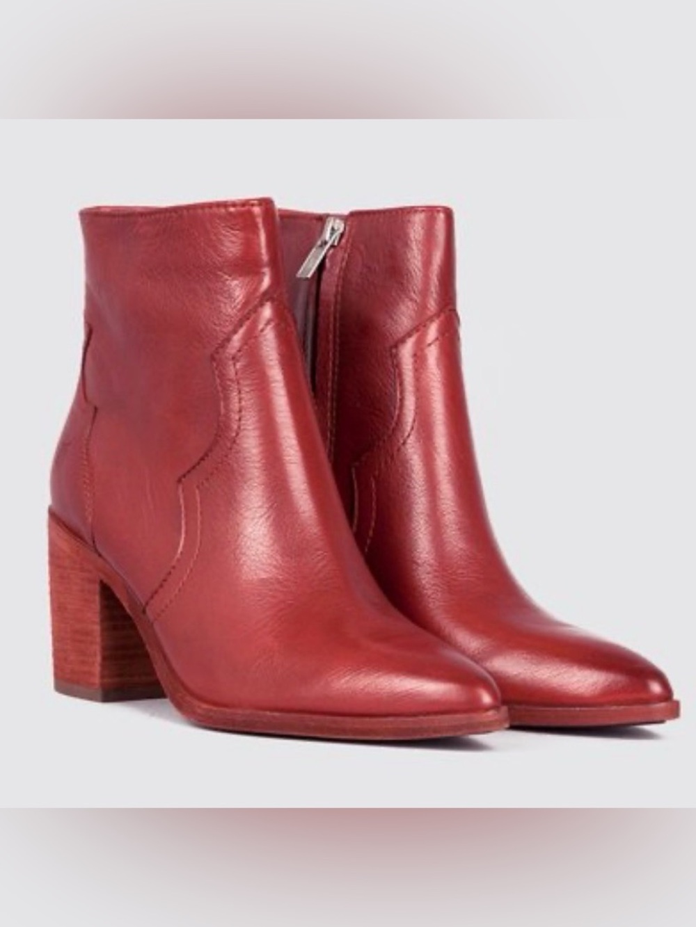 Frye Flynn Inside Zip Short Boots Red Clay Leather Western Festival Boho Size 7